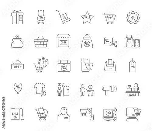 Set Vector Line Icons of Black Friday