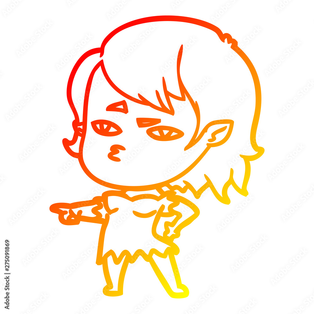 warm gradient line drawing cartoon vampire girl warm gradient line drawing cartoon vampire girl