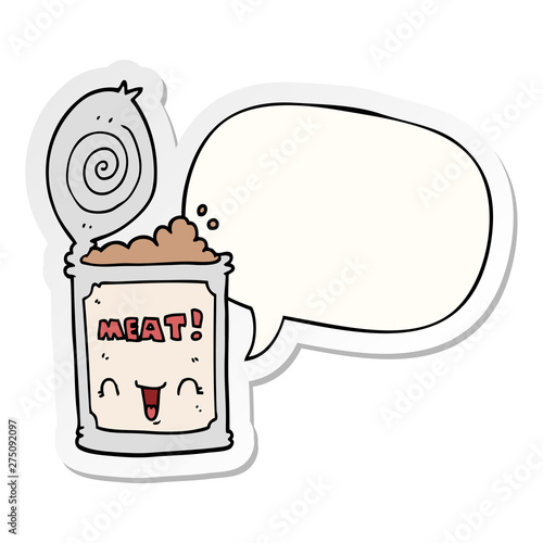cartoon canned meat and speech bubble sticker