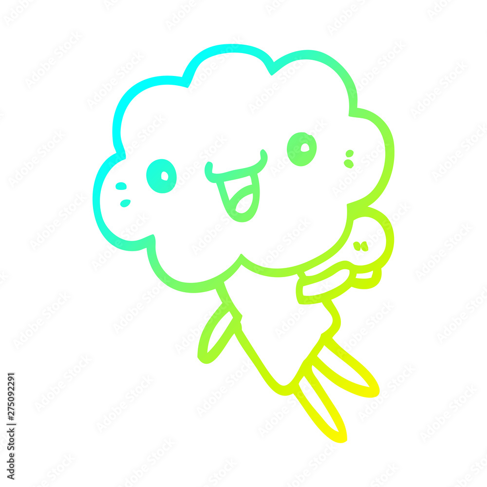 cold gradient line drawing cartoon cloud head creature cold gradient line drawing cartoon cloud head creature