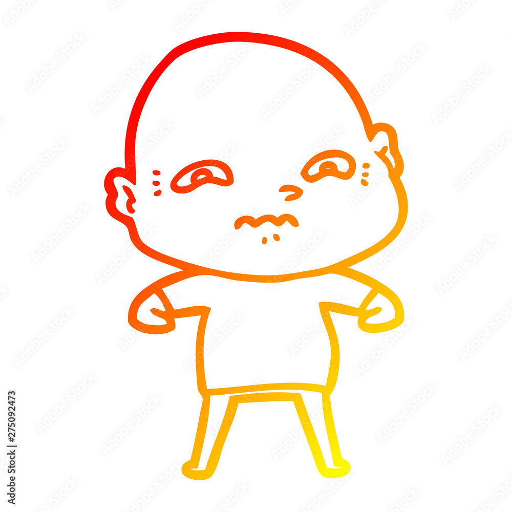 warm gradient line drawing cartoon nervous man warm gradient line drawing cartoon nervous man