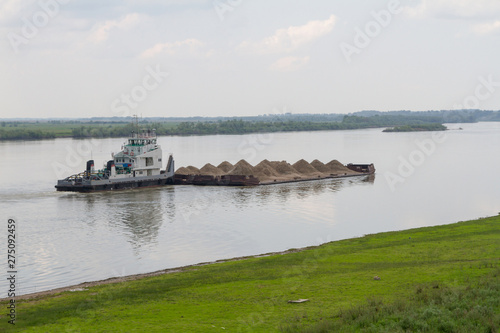barge with sand on the Irtysh River