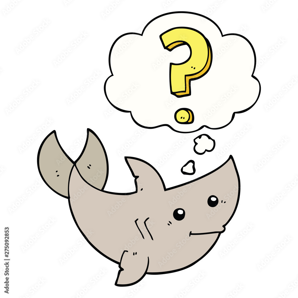 cartoon shark asking question and thought bubble cartoon shark asking question and thought bubble