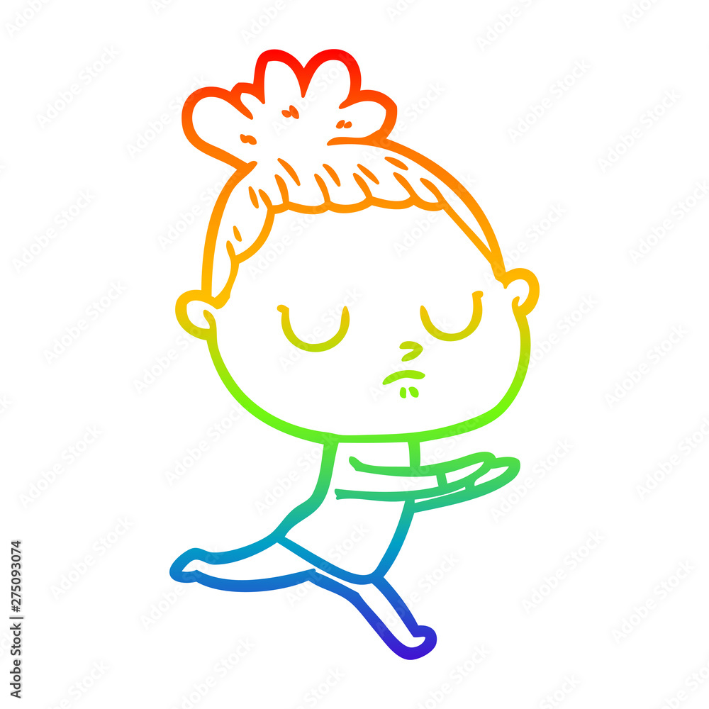 rainbow gradient line drawing cartoon calm woman rainbow gradient line drawing cartoon calm woman