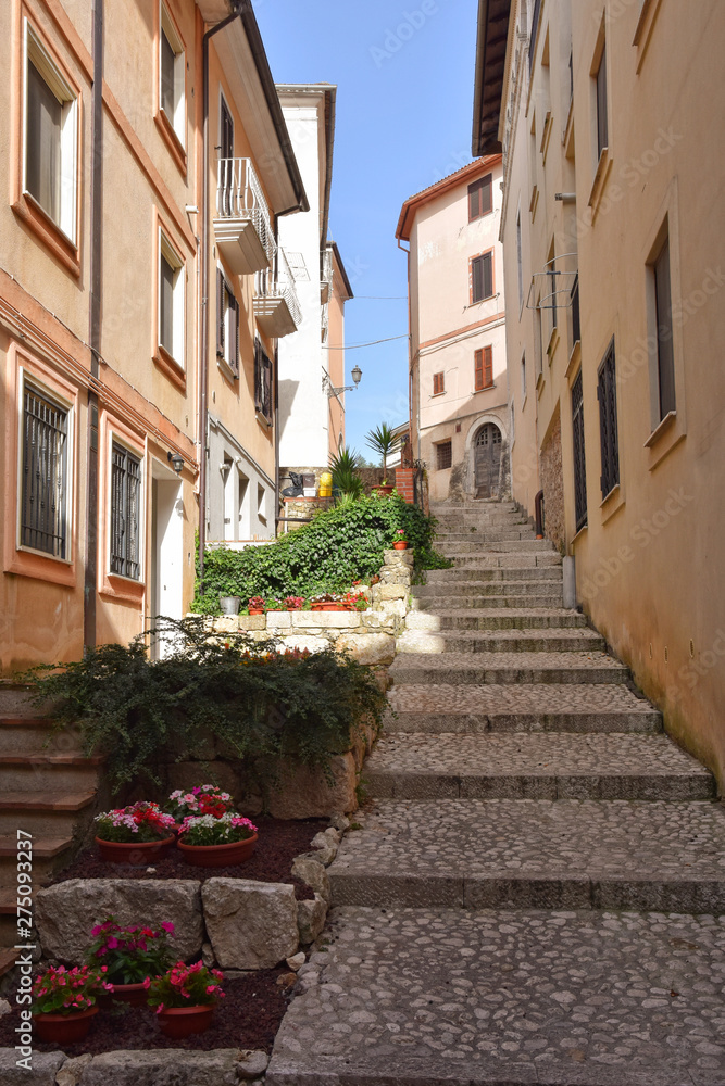 Streets in the historic center of Atina, Italian village