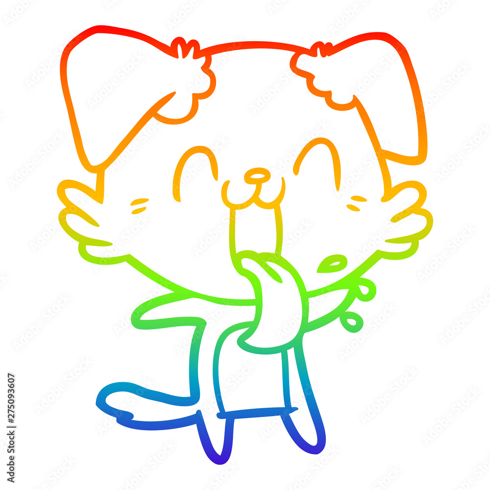 rainbow gradient line drawing cartoon panting dog rainbow gradient line drawing cartoon panting dog