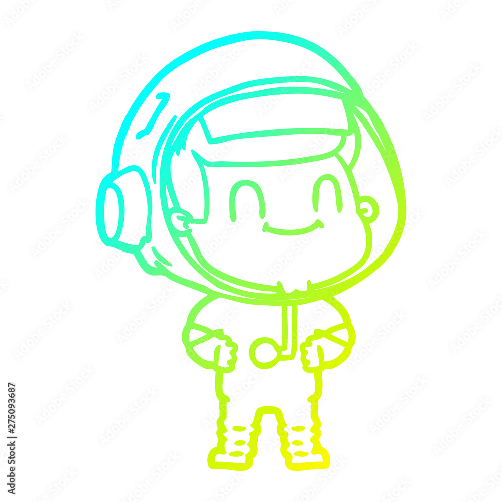 cold gradient line drawing happy cartoon astronaut man cold gradient line drawing happy cartoon astronaut man