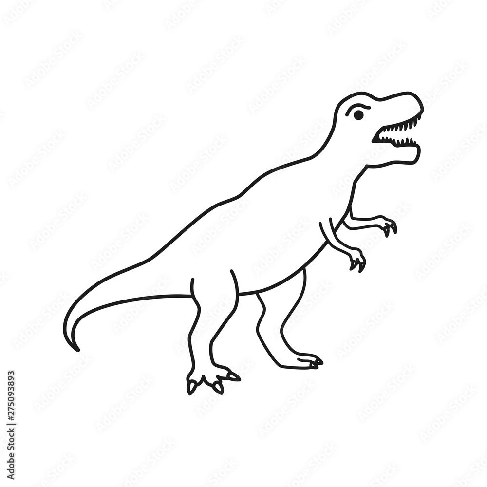 Dinosaur T-Rex vector silhouette. Tyrannosaurus black contour silhouette isolated
