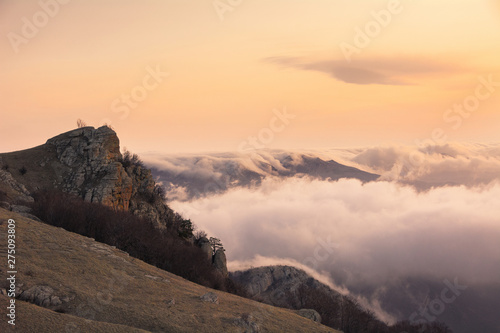 Clouds and rocks. Mountain range Demerdzhi