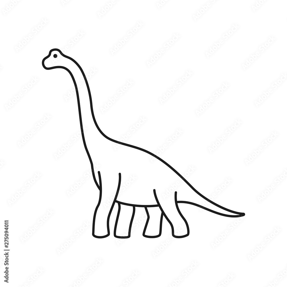 Brachiosaurus vector contour. Sauropod outline dinosaur. Diplodocus isolated