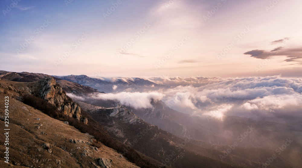 Clouds and rocks. Mountain range Demerdzhi Clouds and rocks. Mountain range Demerdzhi