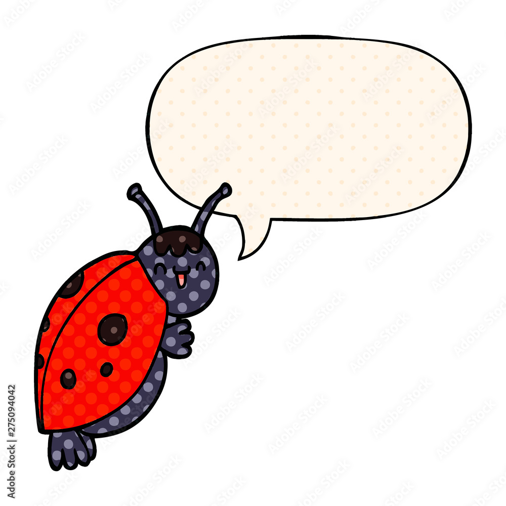 cute cartoon ladybug and speech bubble in comic book style cute cartoon ladybug and speech bubble in comic book style