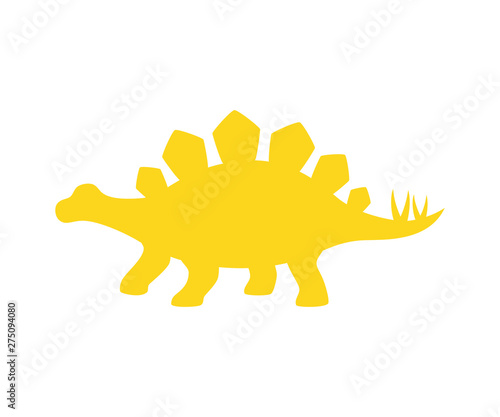 Stegosaurus vector silhouette. Dinosaur stegosaurus yellow silhouette isolated