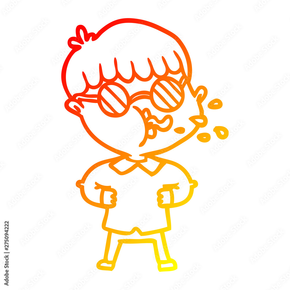 warm gradient line drawing cartoon boy wearing spectacles warm gradient line drawing cartoon boy wearing spectacles