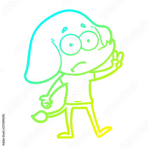 cold gradient line drawing cartoon unsure elephant