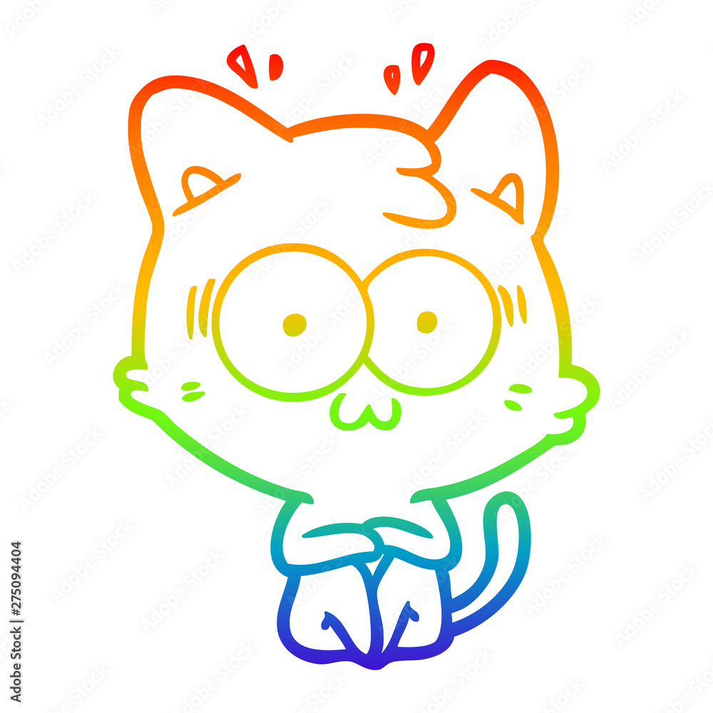 rainbow gradient line drawing cartoon surprised cat rainbow gradient line drawing cartoon surprised cat