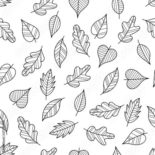 Coloring Page Seamless Pattern with Fall.