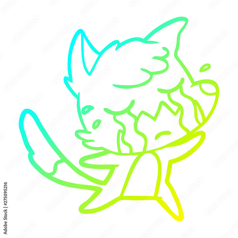 cold gradient line drawing crying fox cartoon cold gradient line drawing crying fox cartoon