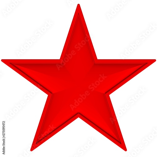 Red star isolated on white background.