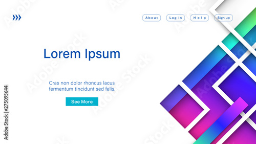 Abstract Colorful Landing Webpage Template. Minimal Geometric Background. Aspect Ratio 16:9. EPS 10 Format.