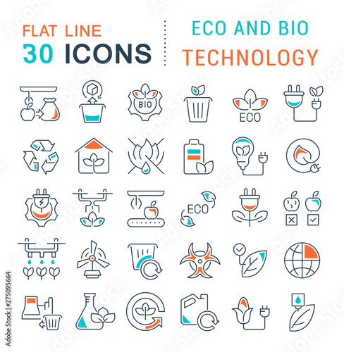 Set Vector Line Icons of Eco and Bio Technology