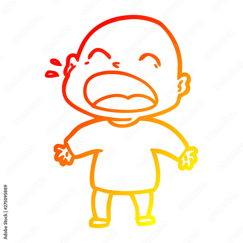 warm gradient line drawing cartoon shouting bald man warm gradient line drawing cartoon shouting bald man