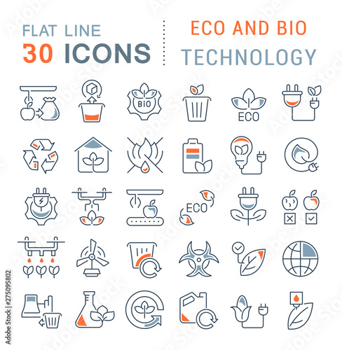 Set Vector Line Icons of Eco and Bio Technology