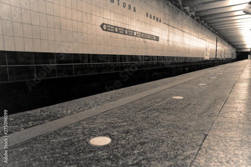 Photography Subway platform - silent night without people, business concept