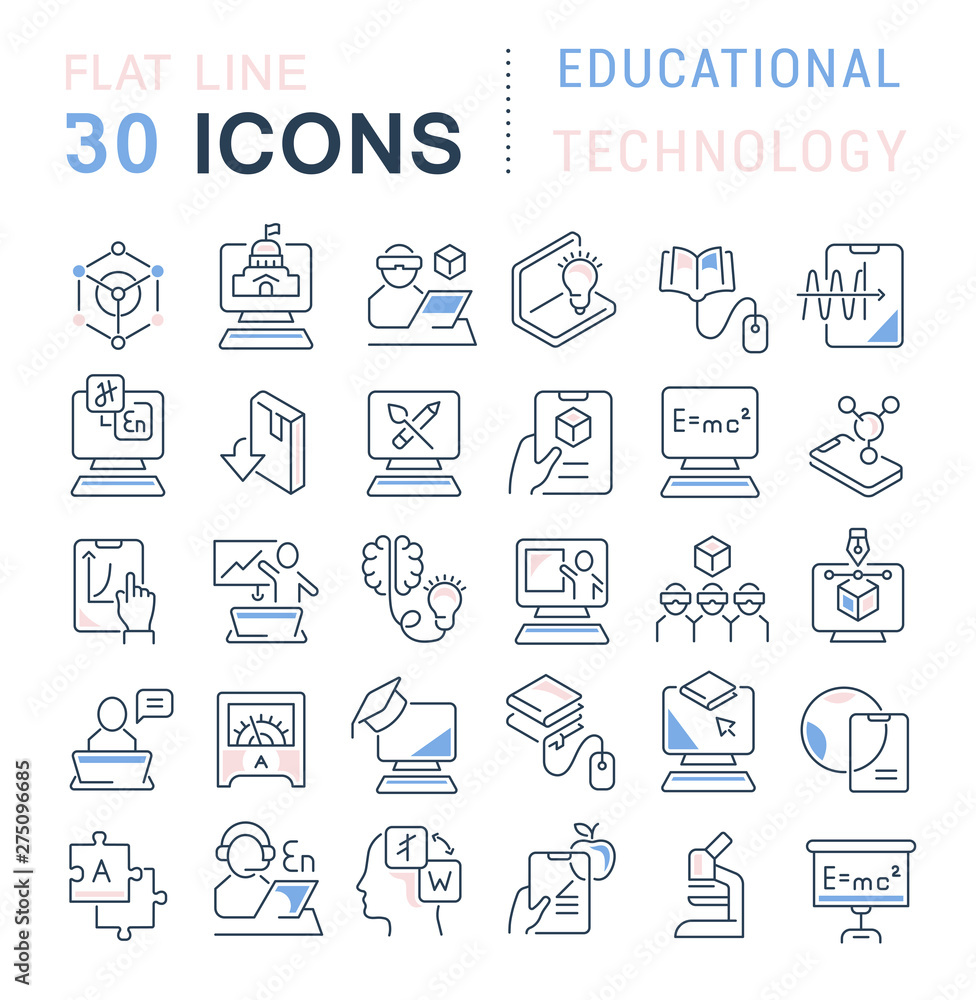Set Vector Line Icons of Educational Technology Set Vector Line Icons of Educational Technology