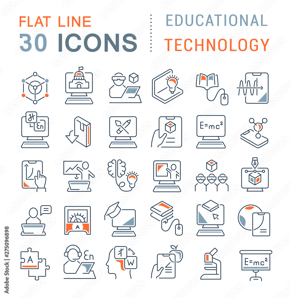 Set Vector Line Icons of Educational Technology Set Vector Line Icons of Educational Technology