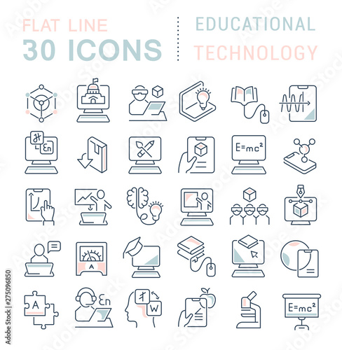 Set Vector Line Icons of Educational Technology