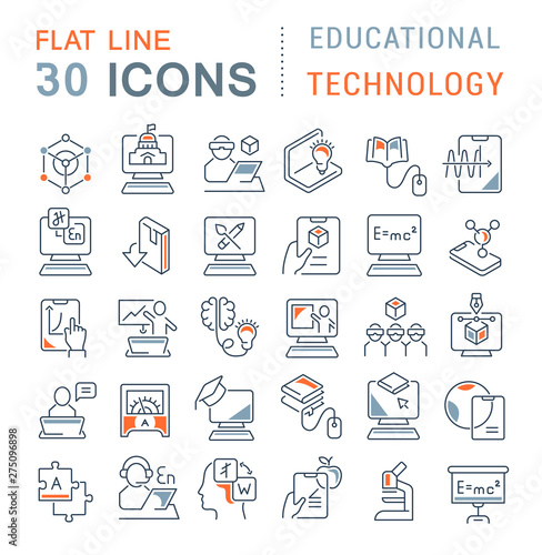 Set Vector Line Icons of Educational Technology