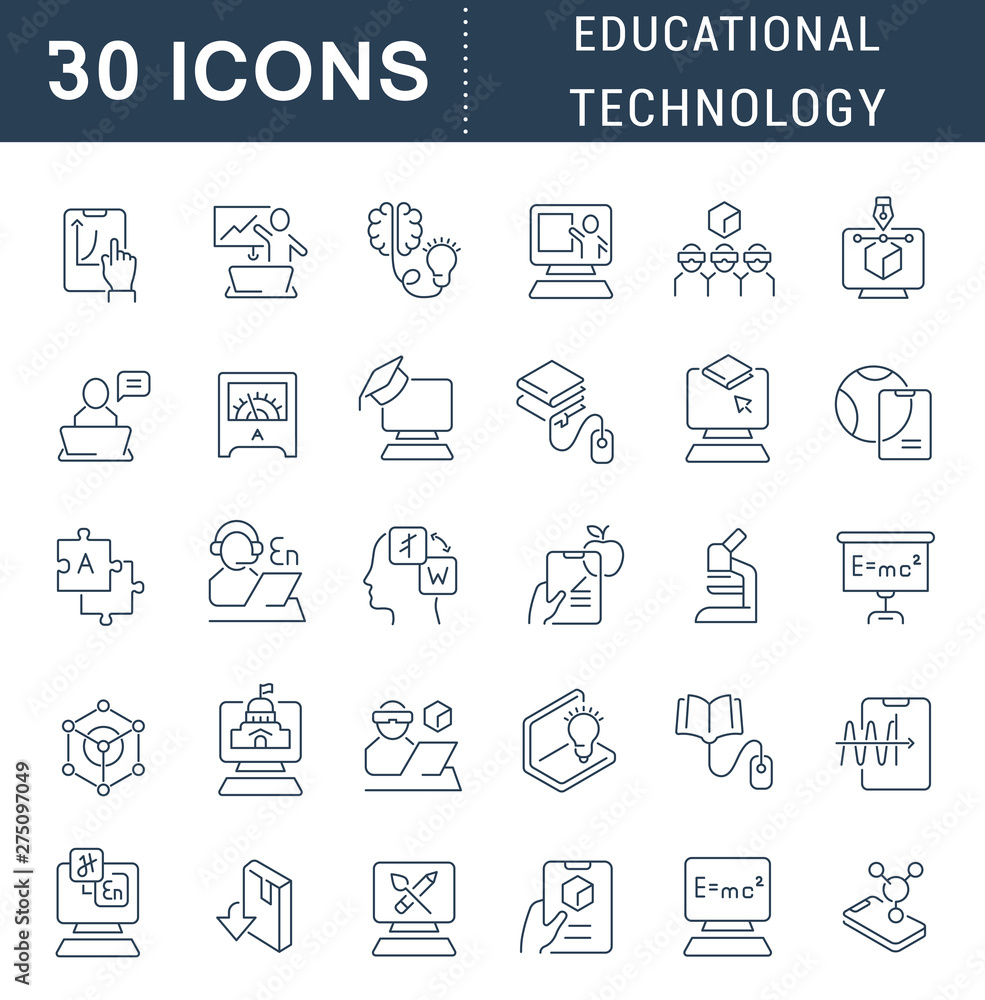 Set Vector Line Icons of Educational Technology Set Vector Line Icons of Educational Technology