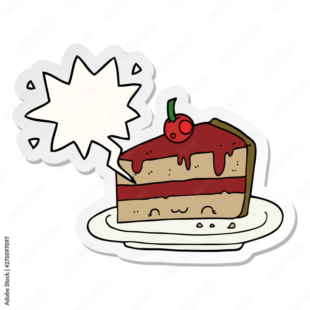 cartoon cake and speech bubble sticker cartoon cake and speech bubble sticker