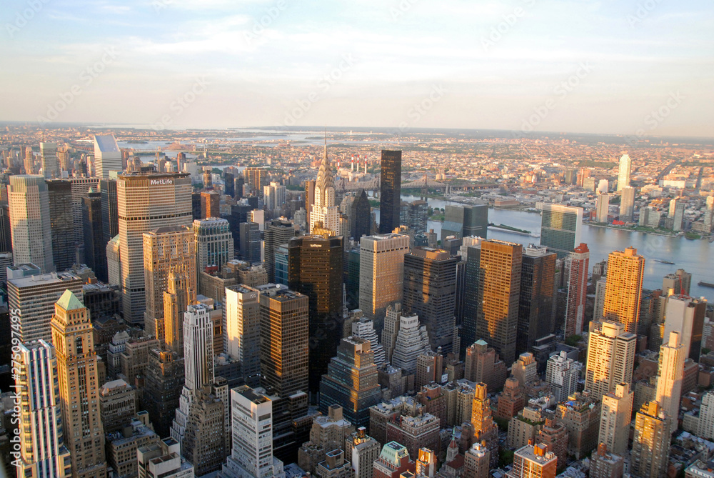 aerial view over Manhattan skyline