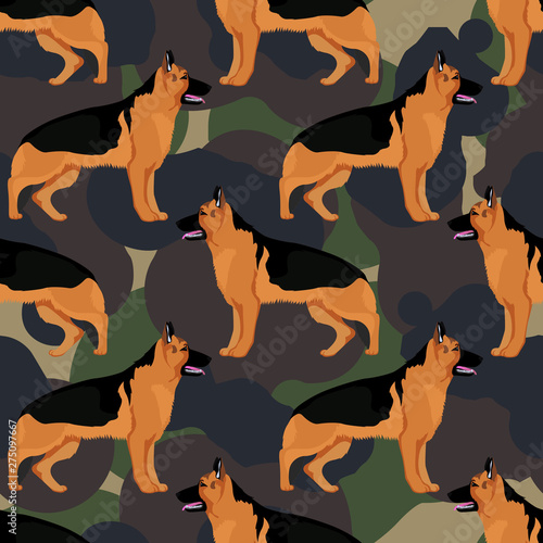 German shepherd seamless pattern vector