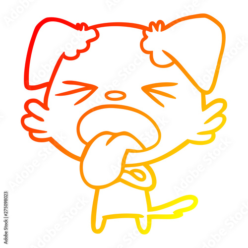 warm gradient line drawing cartoon disgusted dog
