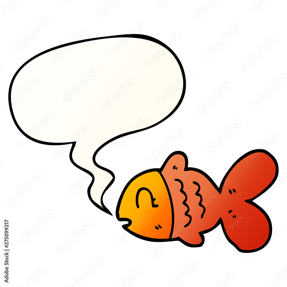 cartoon fish and speech bubble in smooth gradient style cartoon fish and speech bubble in smooth gradient style
