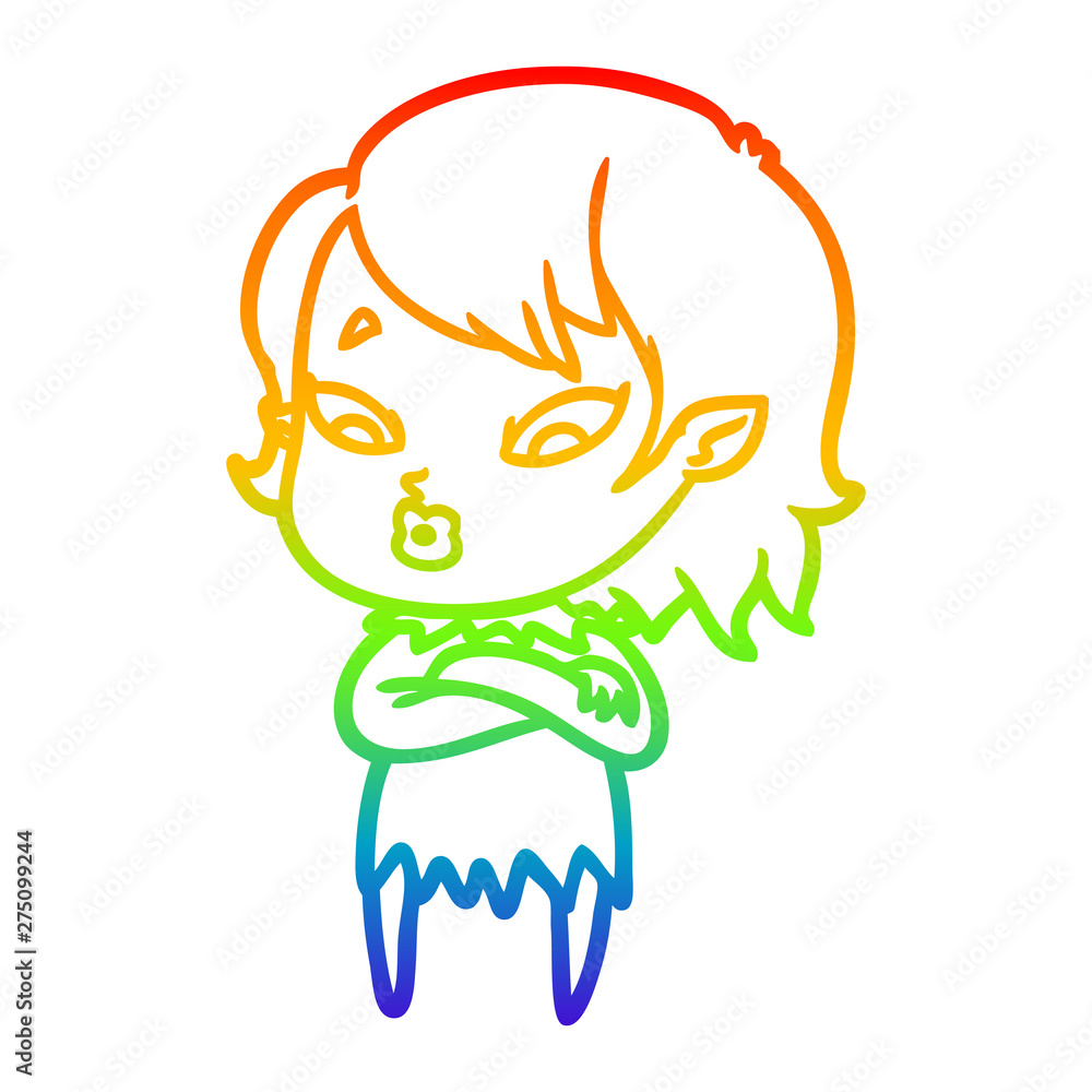 rainbow gradient line drawing cute cartoon vampire girl rainbow gradient line drawing cute cartoon vampire girl