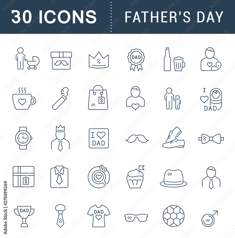 Set Vector Line Icons of Father's Day Set Vector Line Icons of Father's Day