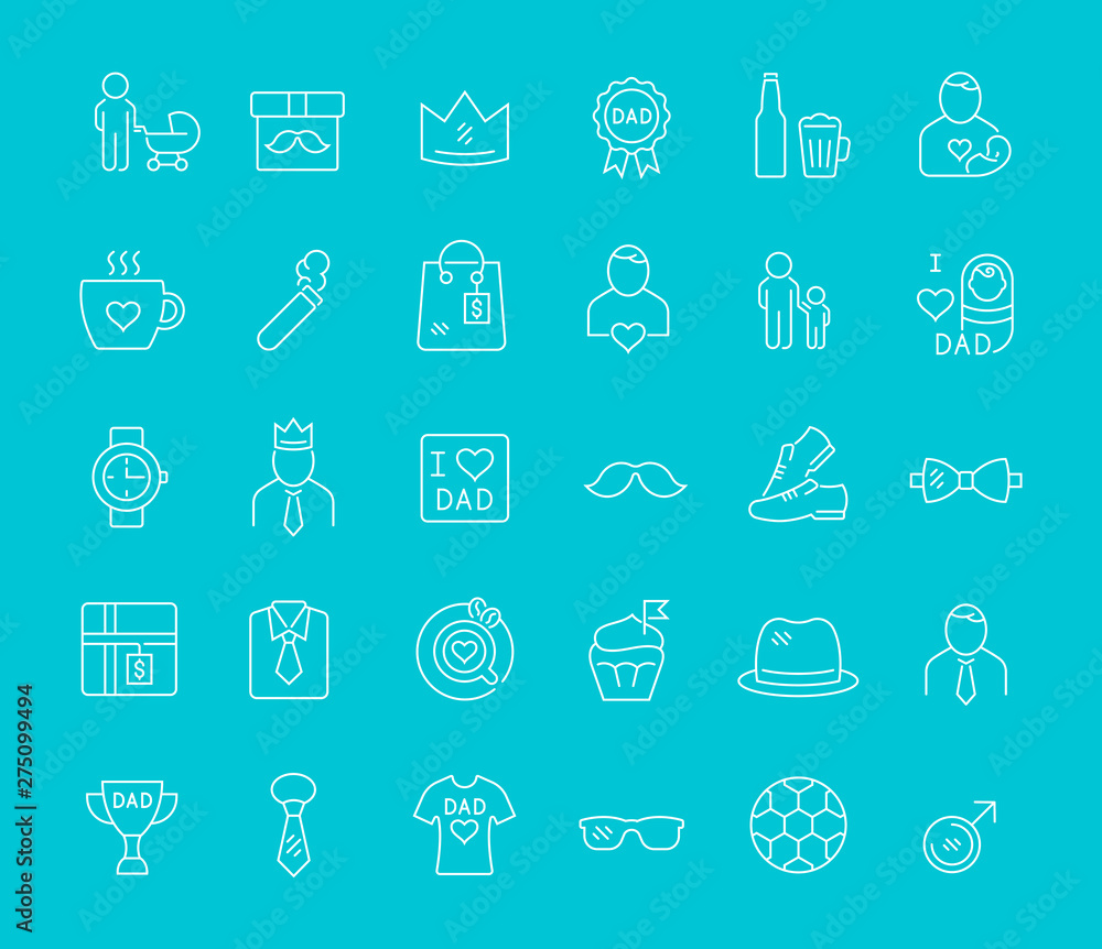 Set Vector Line Icons of Father's Day Set Vector Line Icons of Father's Day