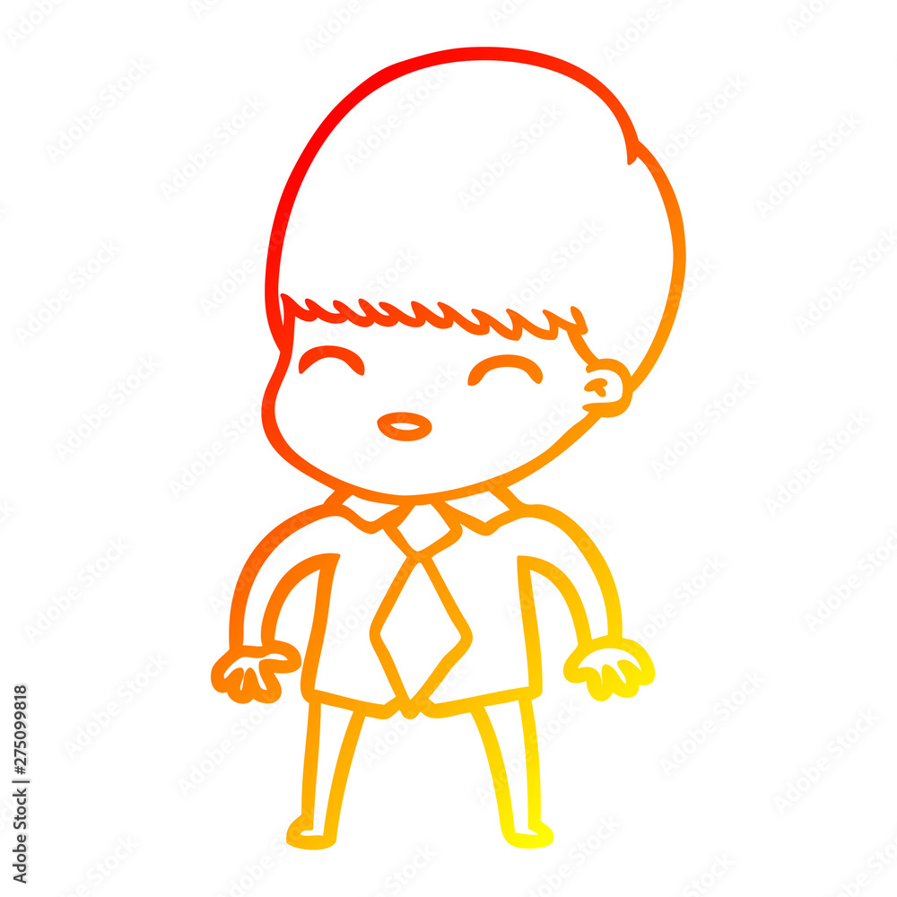 warm gradient line drawing happy cartoon boy warm gradient line drawing happy cartoon boy