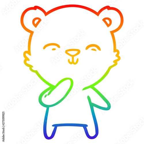 rainbow gradient line drawing happy cartoon bear