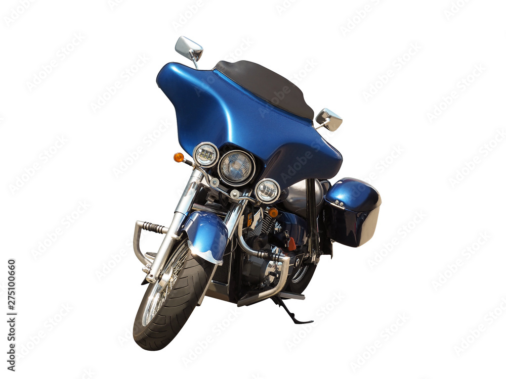 Front view of blue motorcycle isolated on white background Front view of blue motorcycle isolated on white background
