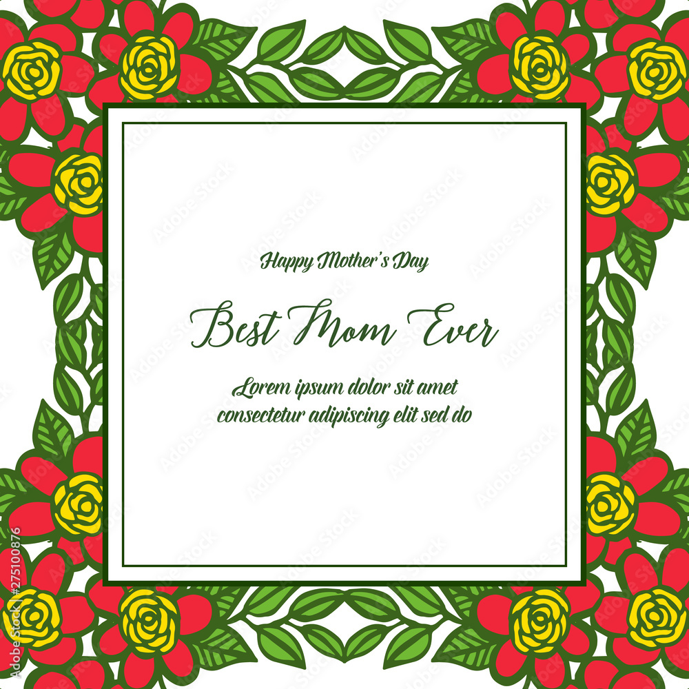 Vector illustration crowd of leaf floral frame for lettering of best mom Vector illustration crowd of leaf floral frame for lettering of best mom