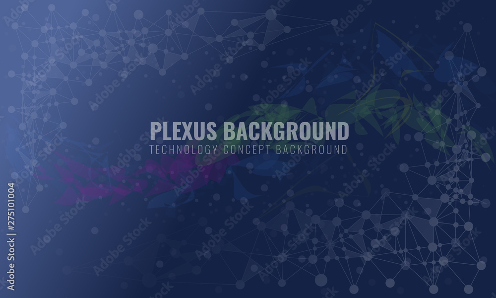 Abstract plexus background with connected lines and dots. Wave flow for your visit card or flyer background. Vector illustration.