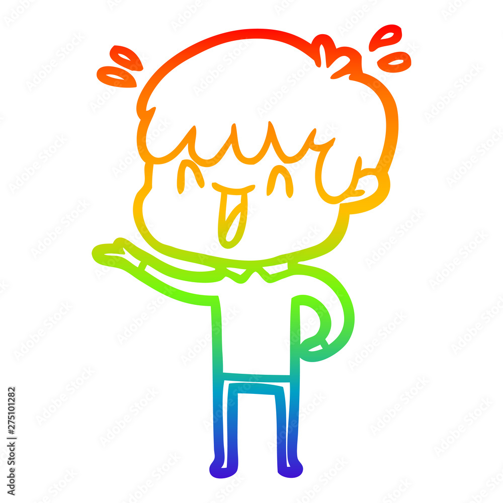 rainbow gradient line drawing cartoon laughing boy rainbow gradient line drawing cartoon laughing boy