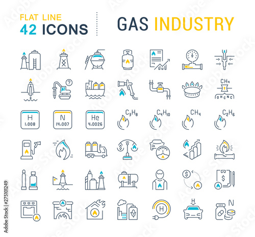Set Vector Line Icons of Gas Industry