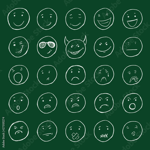 Vector Set of Chalk Sketch Emoticons.