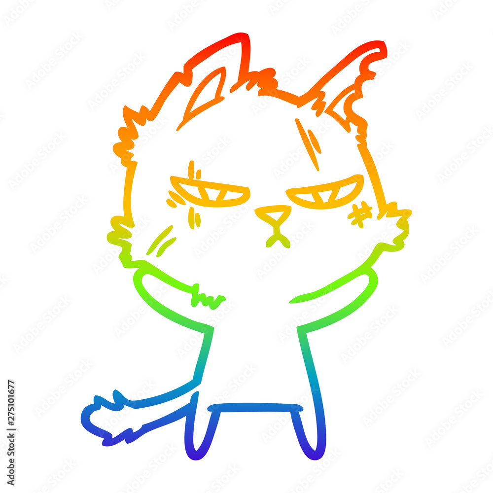 rainbow gradient line drawing tough cartoon cat rainbow gradient line drawing tough cartoon cat
